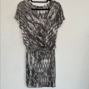 Velvet by Graham & Spencer • Ikat Midi Dress, Gray & White • Small P